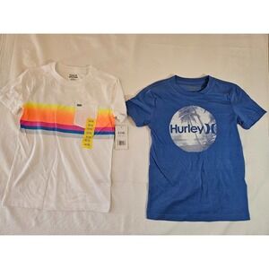 Hurley Youth Boys 2-pack Tee Shirts Size Small White  Pocket & Blue Palm 7/8